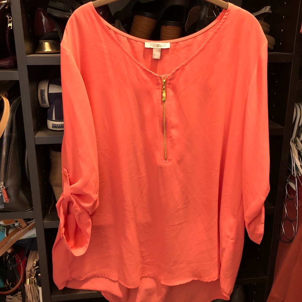 Peach/coral 3/4 sleeve blouse
